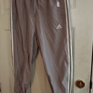 adidas Gray Track Pants with White Stripes